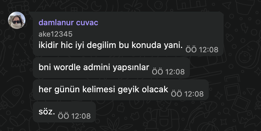 Bu projeyi doğuran sohbetin ekran görüntüsü